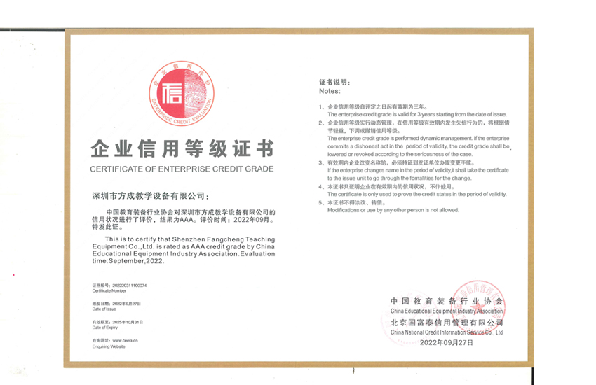 3A信用等級(jí)證書(shū)